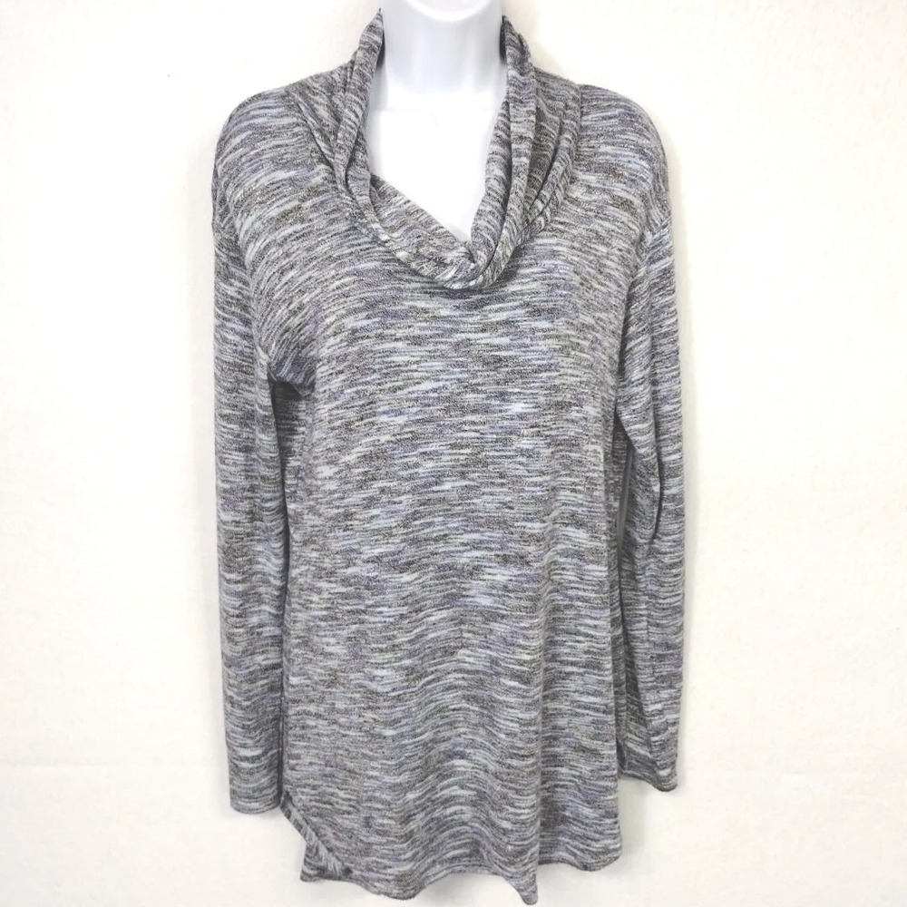 Knox Rose Cowl Neck Lightweight Pullover Tunic Sweater Women M Variegated Blue